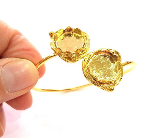 Gold Bangle Blanks Bracelet Blanks Cuff Blanks Adjustable Bracelet Blank Gold Plated Brass (15mm and 15mm Blanks ) G12609
