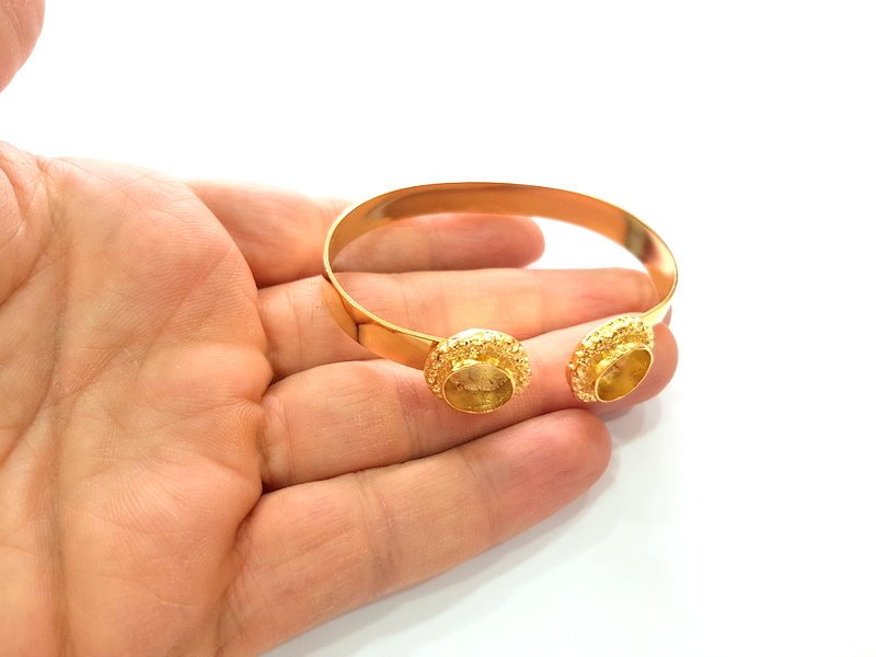 Gold Bangle Blanks Bracelet Blanks Cuff Blanks Adjustable Bracelet Blank Gold Plated Brass (10mm and 10mm Blanks ) G12614