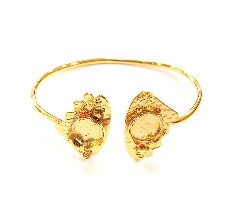 Gold Bangle Blanks Bracelet Blanks Cuff Blanks Adjustable Bracelet Blank Gold Plated Brass (12mm and 12mm Blanks ) G12617