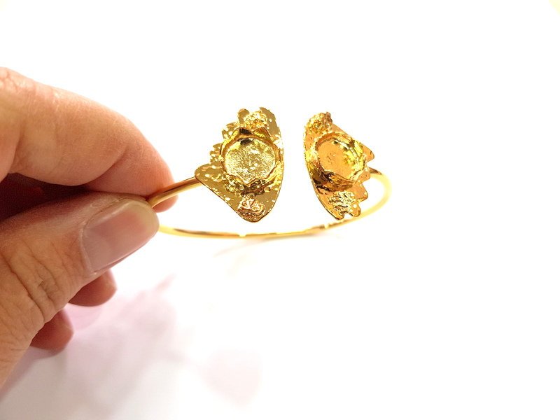 Gold Bangle Blanks Bracelet Blanks Cuff Blanks Adjustable Bracelet Blank Gold Plated Brass (12mm and 12mm Blanks ) G12617