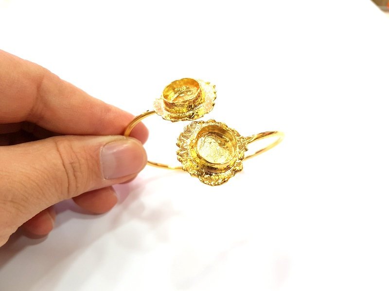 Gold Bangle Blanks Bracelet Blanks Cuff Blanks Adjustable Bracelet Blank Gold Plated Brass (13mm and 13mm Blanks ) G12621