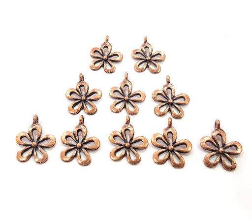 10 Flower Charms Copper Charm Antique Copper Charm Antique Copper Plated Metal (18x14 mm) G11653