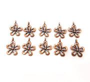 10 Flower Charms Copper Charm Antique Copper Charm Antique Copper Plated Metal (18x14 mm) G11653
