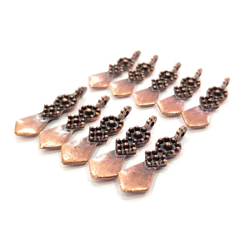 10 Copper Charm Antique Copper Charm Antique Copper Plated Metal (25x7mm) G11655