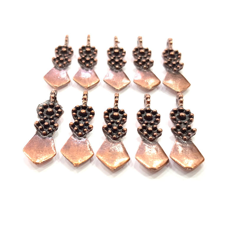 10 Copper Charm Antique Copper Charm Antique Copper Plated Metal (25x7mm) G11655