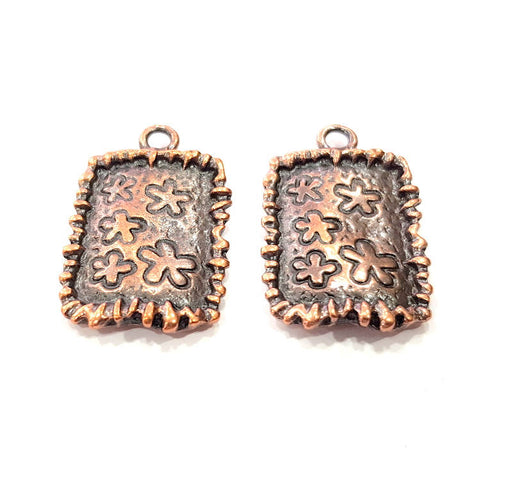 2 Flower Charms Copper Charm Antique Copper Charm Antique Copper Plated Metal ( 34x21 mm) G11656