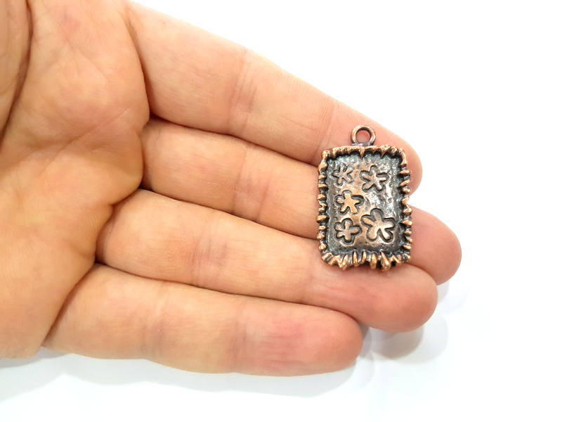 2 Flower Charms Copper Charm Antique Copper Charm Antique Copper Plated Metal ( 34x21 mm) G11656