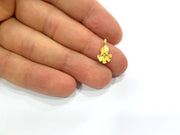 10 Flower Charm Gold Charm Gold Plated Metal (14x8mm)  G11661