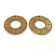 2 Antique Bronze Charm Antique Bronze Plated Metal  (30mm) G11672