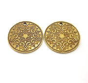 2 Antique Bronze Charm Antique Bronze Plated Metal  (30mm) G11677