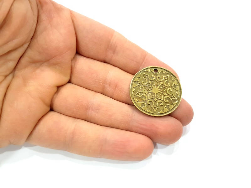 2 Antique Bronze Charm Antique Bronze Plated Metal  (30mm) G11677