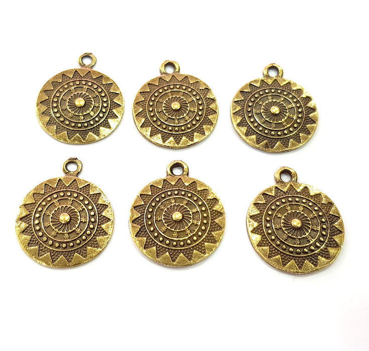 6 Antique Bronze Charm Antique Bronze Plated Metal Charms (21mm) G10602