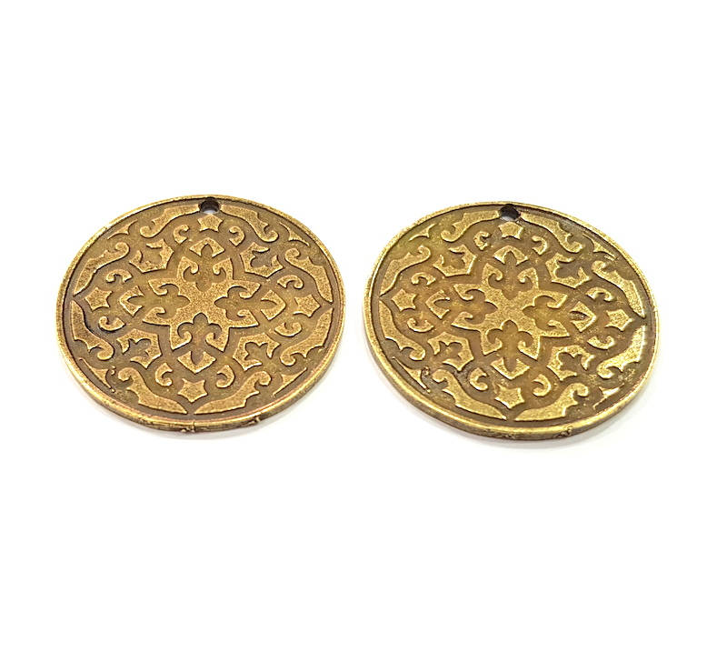 2 Antique Bronze Charm Antique Bronze Plated Metal  (30mm) G11684