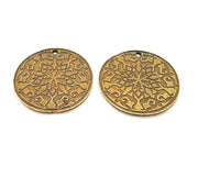 2 Antique Bronze Charm Antique Bronze Plated Metal  (30mm) G11690