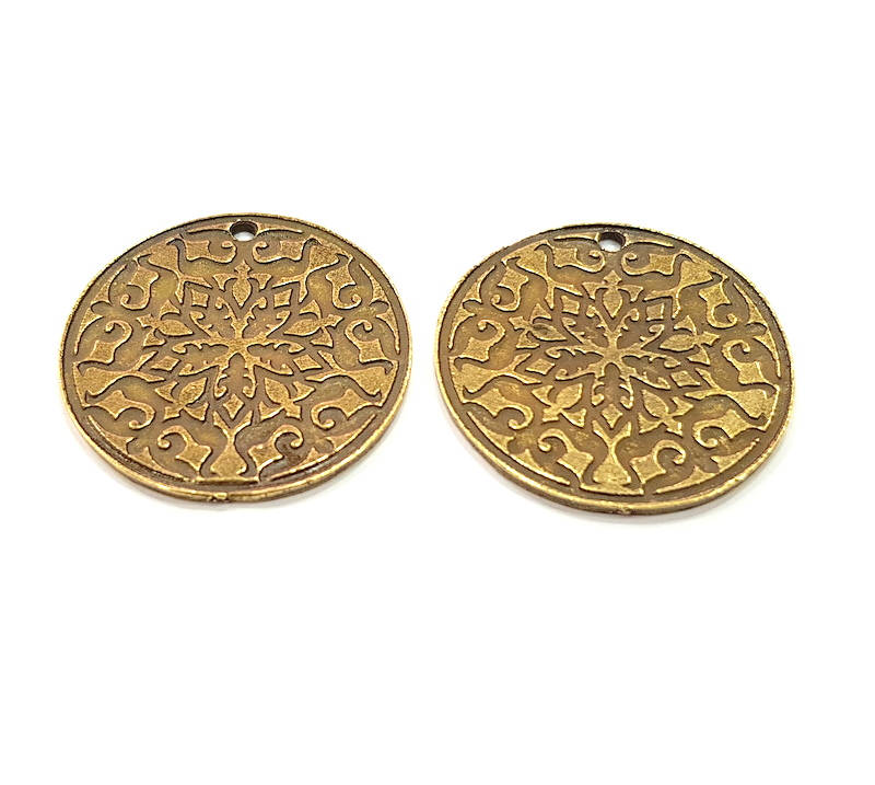 2 Antique Bronze Charm Antique Bronze Plated Metal  (30mm) G11690