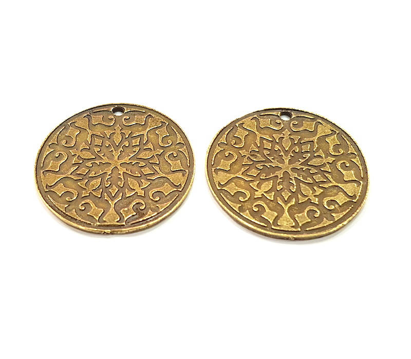 2 Antique Bronze Charm Antique Bronze Plated Metal  (30mm) G11690