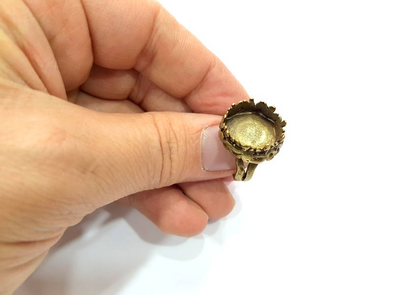 Adjustable Ring Blank, (16mm blank ) Antique Bronze Plated Brass G5544