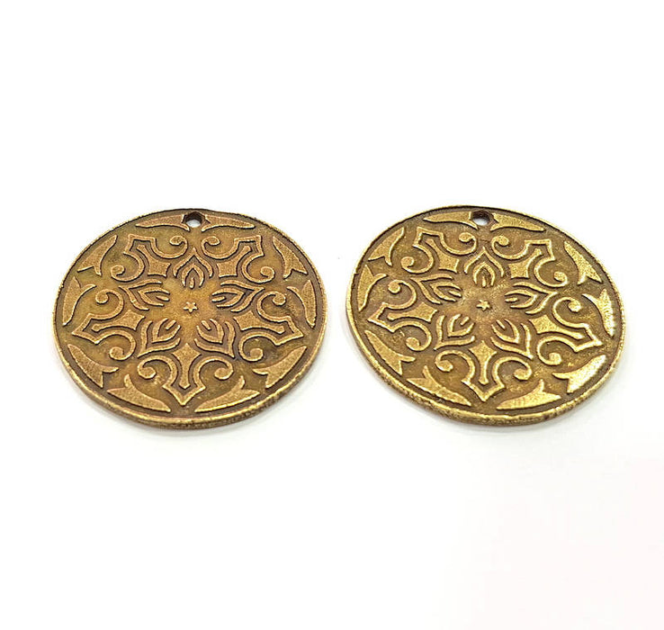 2 Antique Bronze Charm Antique Bronze Plated Metal  (30mm) G11696