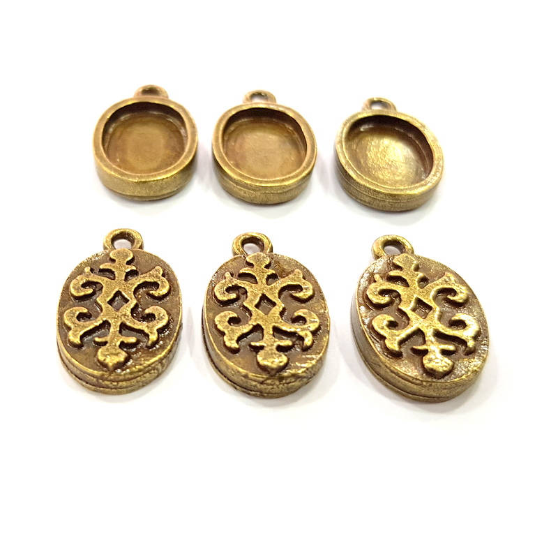 6 Antique Bronze Pendant Blank inlay Blank Mosaic Blank Resin Blank Bezel Base Setting Mountings Antique Bronze Plated(14x10mm blank) G11700