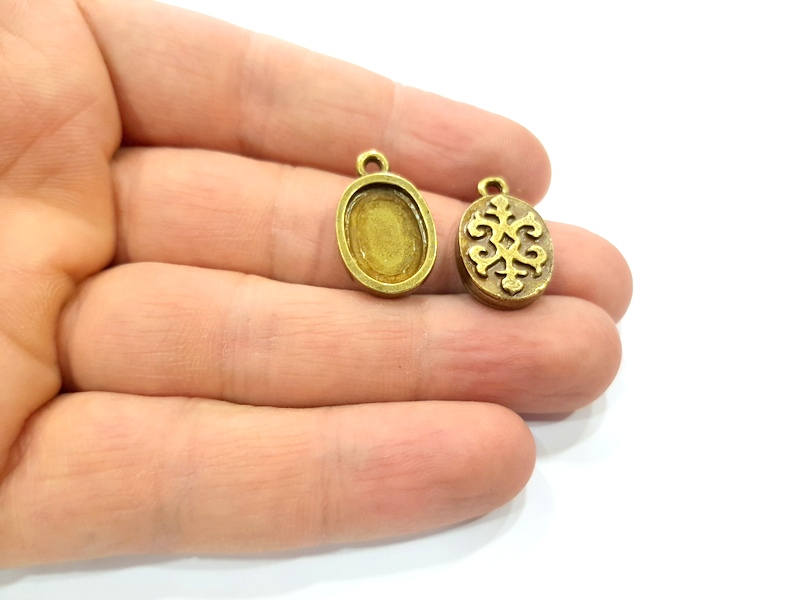6 Antique Bronze Pendant Blank inlay Blank Mosaic Blank Resin Blank Bezel Base Setting Mountings Antique Bronze Plated(14x10mm blank) G11700