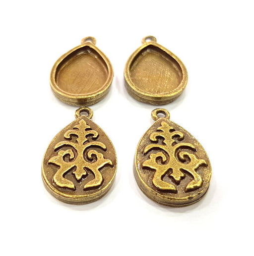 4 Antique Bronze Pendant Blank inlay Blank Mosaic Blank Resin Blank Bezel Base Setting Mountings Antique Bronze Plated(18x13mm blank) G11702