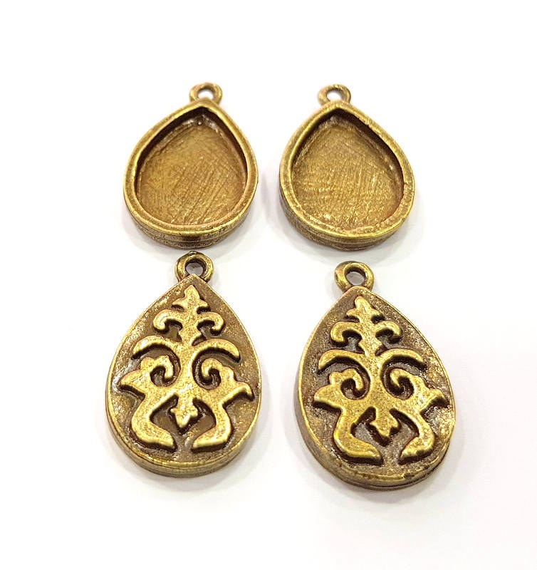 4 Antique Bronze Pendant Blank inlay Blank Mosaic Blank Resin Blank Bezel Base Setting Mountings Antique Bronze Plated(18x13mm blank) G11702