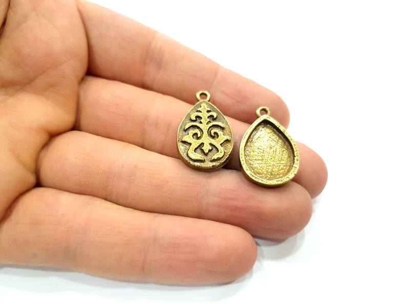 4 Antique Bronze Pendant Blank inlay Blank Mosaic Blank Resin Blank Bezel Base Setting Mountings Antique Bronze Plated(18x13mm blank) G11702