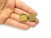 4 Antique Bronze Pendant Blank inlay Blank Mosaic Blank Resin Blank Bezel Base Setting Mountings Antique Bronze Plated(16x16mm blank) G11703