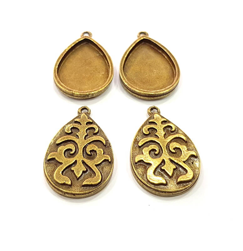4 Antique Bronze Pendant Blank inlay Blank Mosaic Blank Resin Blank Bezel Base Setting Mountings Antique Bronze Plated(25x18mm blank) G11708