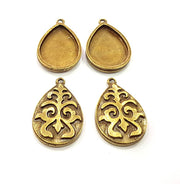 4 Antique Bronze Pendant Blank inlay Blank Mosaic Blank Resin Blank Bezel Base Setting Mountings Antique Bronze Plated(25x18mm blank) G11708