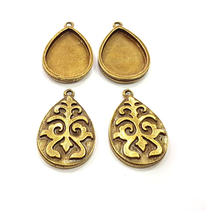 4 Antique Bronze Pendant Blank inlay Blank Mosaic Blank Resin Blank Bezel Base Setting Mountings Antique Bronze Plated(25x18mm blank) G11708