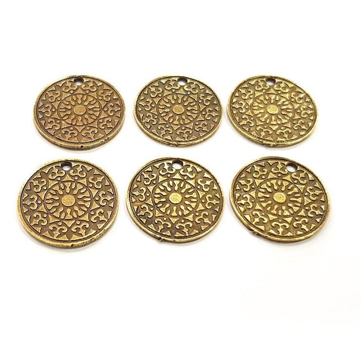 6 Antique Bronze Charm Antique Bronze Plated Metal  (20mm) G11717