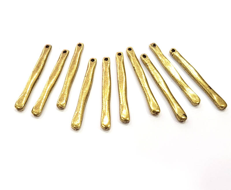 8 Antique Bronze Charm Antique Bronze Plated Metal  (38x4mm) G11735