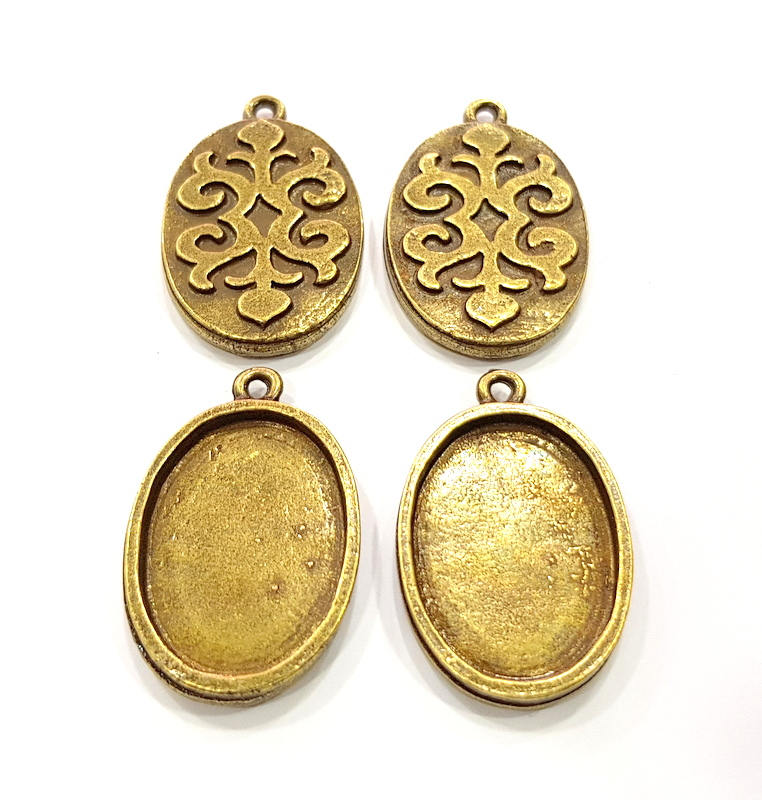 4 Antique Bronze Pendant Blank inlay Blank Mosaic Blank Resin Blank Bezel Base Setting Mountings Antique Bronze Plated(25x18mm blank) G11729