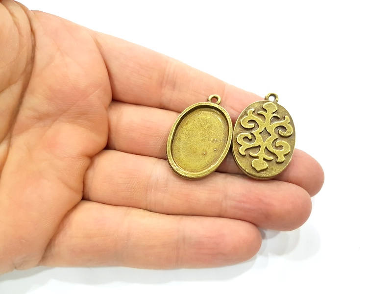 4 Antique Bronze Pendant Blank inlay Blank Mosaic Blank Resin Blank Bezel Base Setting Mountings Antique Bronze Plated(25x18mm blank) G11729