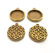 4 Antique Bronze Pendant Blank inlay Blank Mosaic Blank Resin Blank Bezel Base Setting Mountings Antique Bronze Plated (18mm blank) G11730