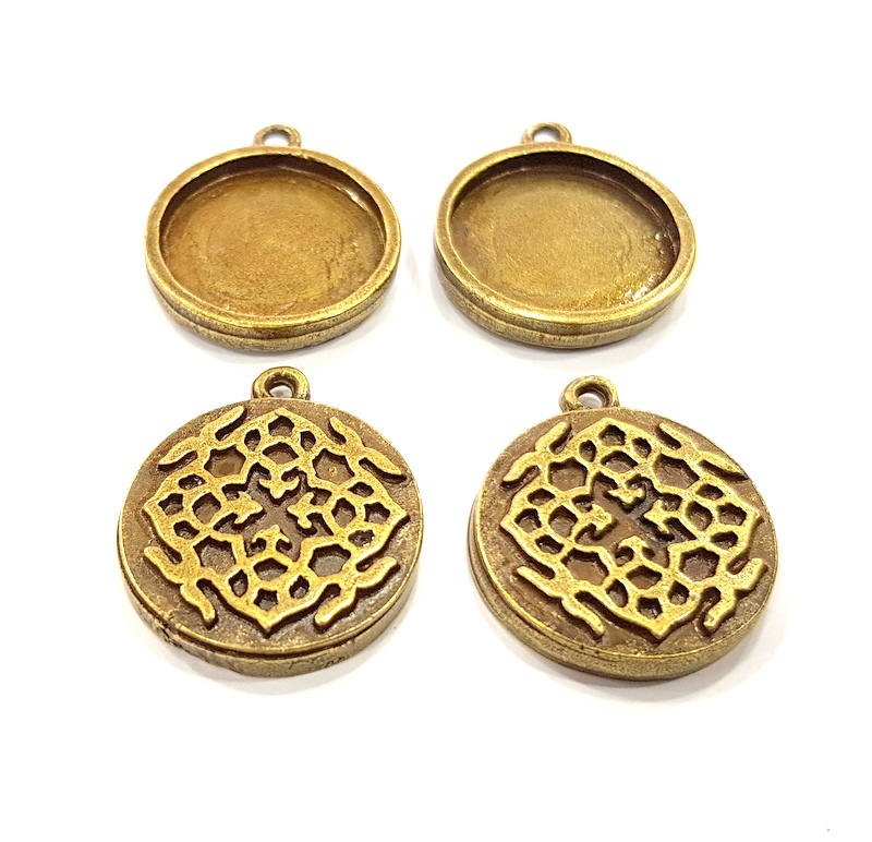 4 Antique Bronze Pendant Blank inlay Blank Mosaic Blank Resin Blank Bezel Base Setting Mountings Antique Bronze Plated (20mm blank) G11722