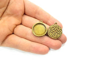 4 Antique Bronze Pendant Blank inlay Blank Mosaic Blank Resin Blank Bezel Base Setting Mountings Antique Bronze Plated (20mm blank) G11722