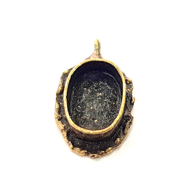 Antique Bronze Pendant Blank inlay Blank Mosaic Blank Resin Blank Bezel Base Mounting Antique Bronze Plated Brass ( 14x10mm blank) G11742