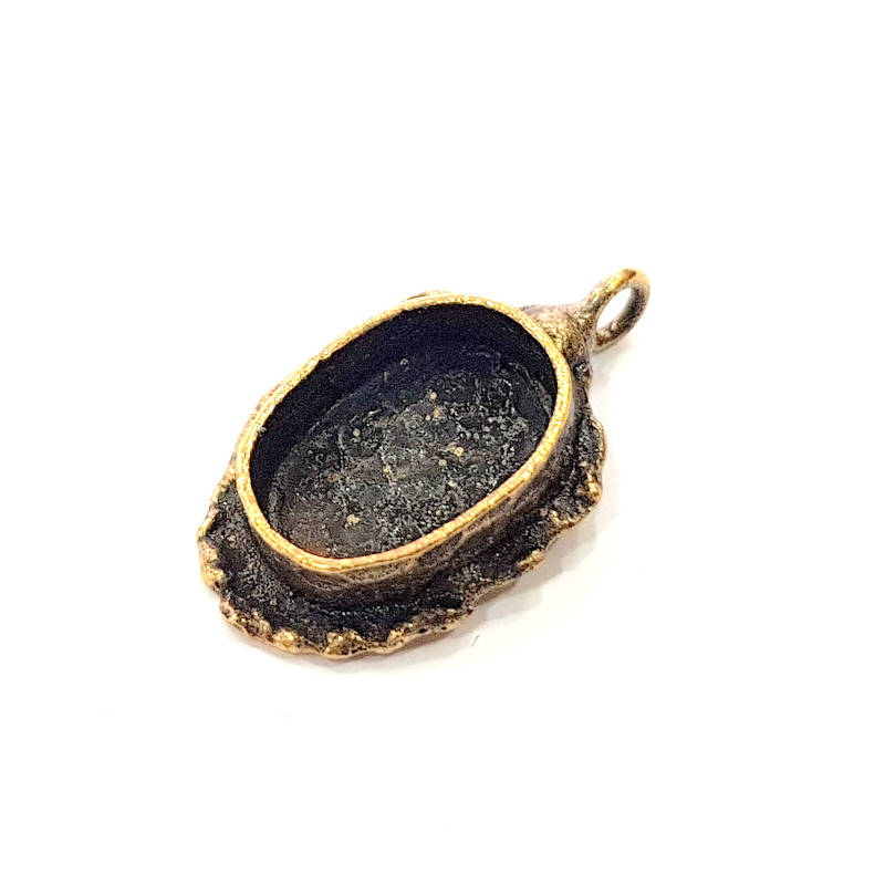 Antique Bronze Pendant Blank inlay Blank Mosaic Blank Resin Blank Bezel Base Mounting Antique Bronze Plated Brass ( 14x10mm blank) G11742