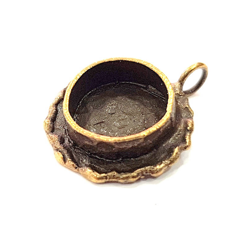 Antique Bronze Pendant Blank inlay Blank Mosaic Blank Resin Blank Bezel Base Mounting Antique Bronze Plated Brass ( 10mm blank) G11743