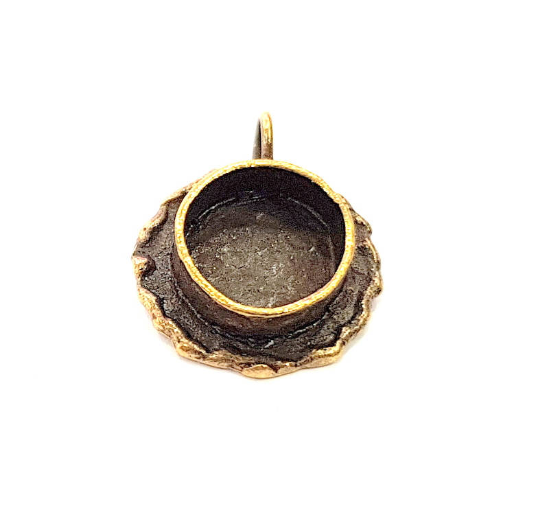 Antique Bronze Pendant Blank inlay Blank Mosaic Blank Resin Blank Bezel Base Mounting Antique Bronze Plated Brass ( 10mm blank) G11743