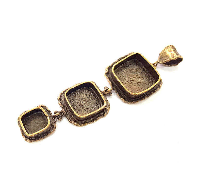 Antique Bronze Pendant Blank inlay Blank Mosaic Blank Resin Blank Bezel Base Mounting Antique Bronze Plated Brass (18+14+10mm blank) G11756