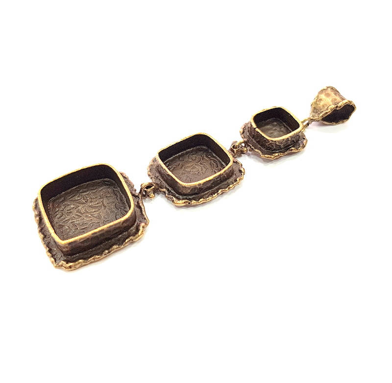Antique Bronze Pendant Blank inlay Blank Mosaic Blank Resin Blank Bezel Base Mounting Antique Bronze Plated Brass (18+14+10mm blank) G11736