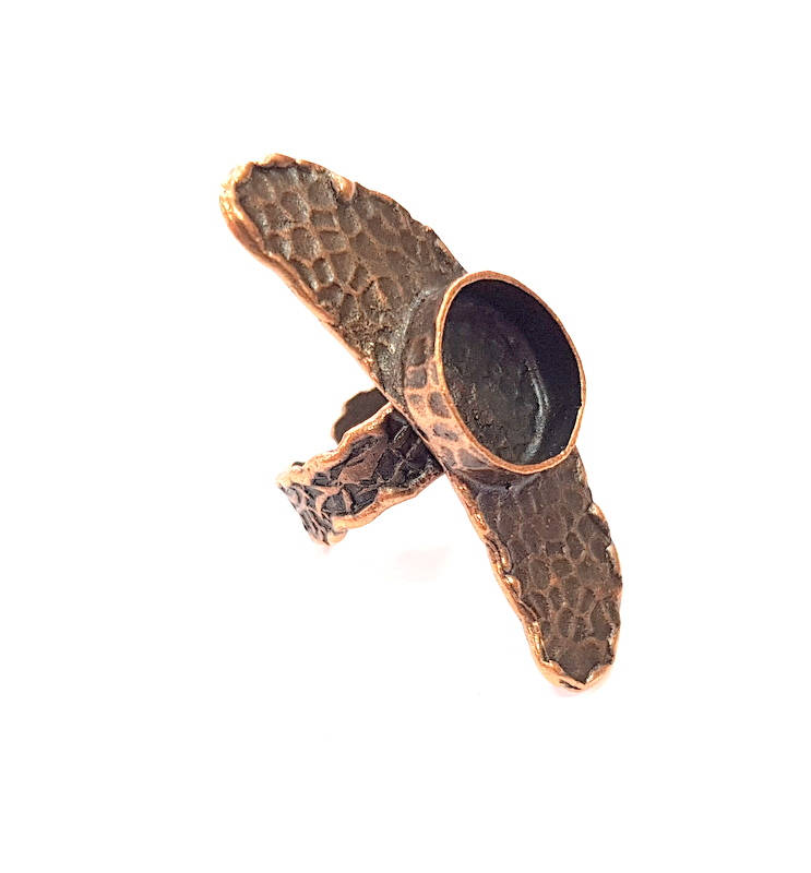 Copper Ring Settings inlay Ring Blank Mosaic Ring Bezel Base Cabochon Mountings (14mm blank ) Antique Copper Plated Brass G11766