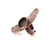 Copper Ring Settings inlay Ring Blank Mosaic Ring Bezel Base Cabochon Mountings (14mm blank ) Antique Copper Plated Brass G11766