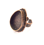 Copper Ring Settings inlay Ring Blank Mosaic Ring Bezel Base Cabochon Mountings (25x18mm blank ) Antique Copper Plated Brass G11767