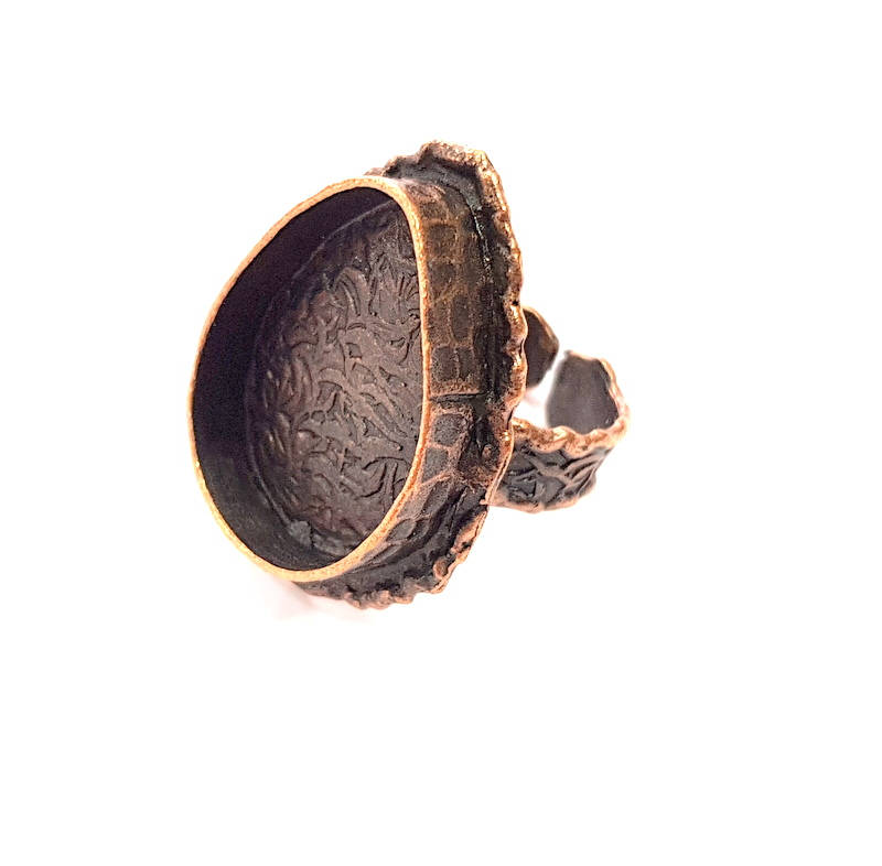Copper Ring Settings inlay Ring Blank Mosaic Ring Bezel Base Cabochon Mountings (25x18mm blank ) Antique Copper Plated Brass G11767