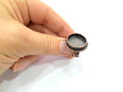 Copper Ring Settings inlay Ring Blank Mosaic Ring Bezel Base Cabochon Mountings (20mm blank ) Antique Copper Plated Brass G11769