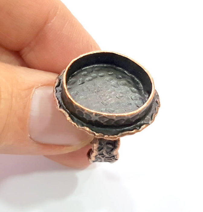 Copper Ring Settings inlay Ring Blank Mosaic Ring Bezel Base Cabochon Mountings (20mm blank ) Antique Copper Plated Brass G11769